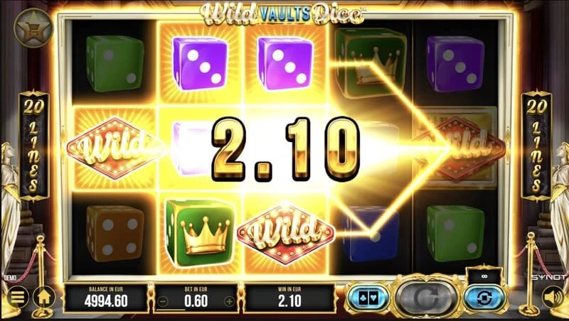 Wild Vaults Dice - главен екран со ролни и сеф